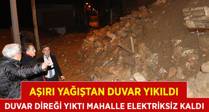 Aşırı Yağıştan Duvar Yıkıldı..Mahalle Elektriksiz Kaldı