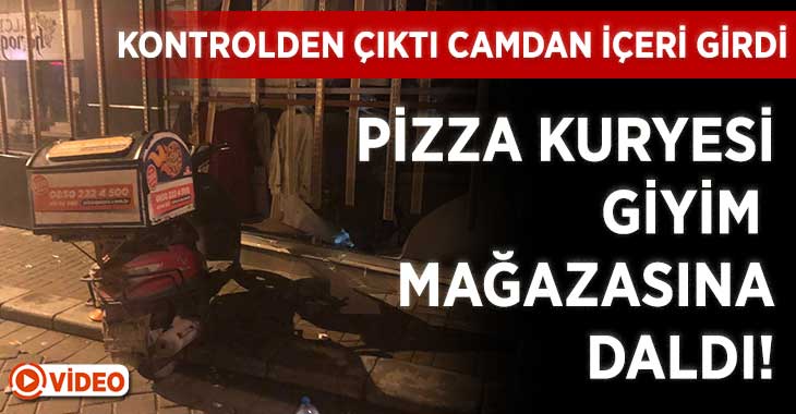 Pizza Kuryesi Kontrolü Kaybetti.. Camdan İçeri Daldı!