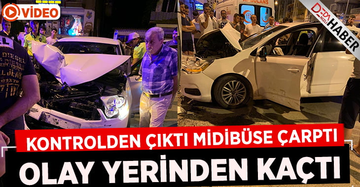 Kontrolden çıkan otomobil midibüse böyle çarptı