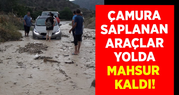 Çamura Saplanan Otomobil Yolda Mahsur Kaldı!