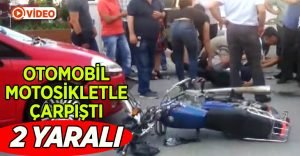 Otomobille motosiklet çarpıştı, 2 kişi yaralandı