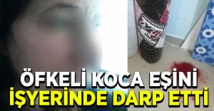 Eşini İşyerinde Darp Etti