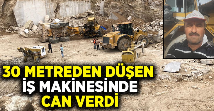 30 metreden düşen iş makinesinin içinde can verdi