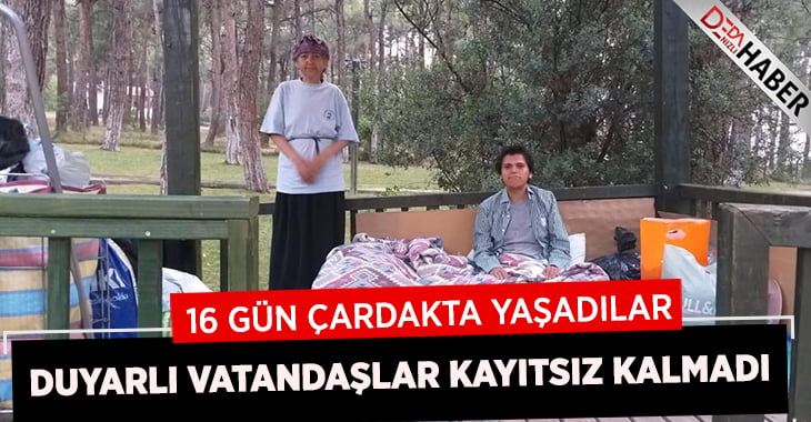 Parktaki çardak anne ve oğluna ev oldu