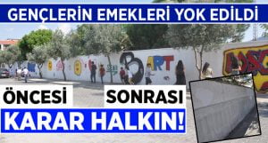 Gençlerin çizdiği grafitilerin üstü kapatıldı