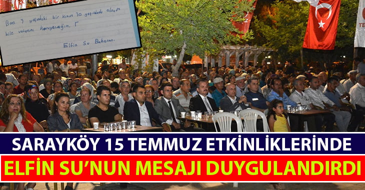 9 yaşındaki Sarayköylü Elfin Su mesajıyla herkesi duygulandırdı