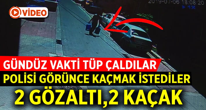 Çaldıkları tüpleri polisi görünce sokağa atıp kaçmak istediler