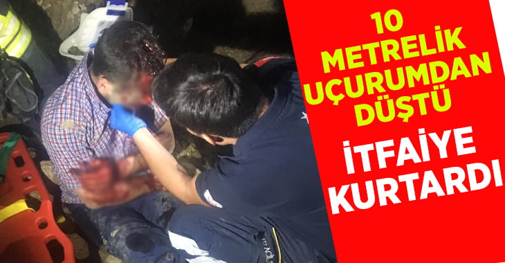 10 metrelik uçurumdan dereye yuvarlandı