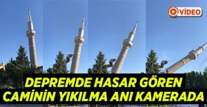 30 metrelik minarenin yıkılma anı kamerada