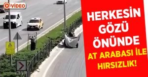 At arabası ile herkesin gözü önünde hırsızlık!