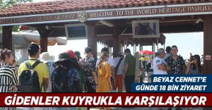 Pamukkale’ye gelenleri giriş kapısındaki kuyruklar karşılıyor