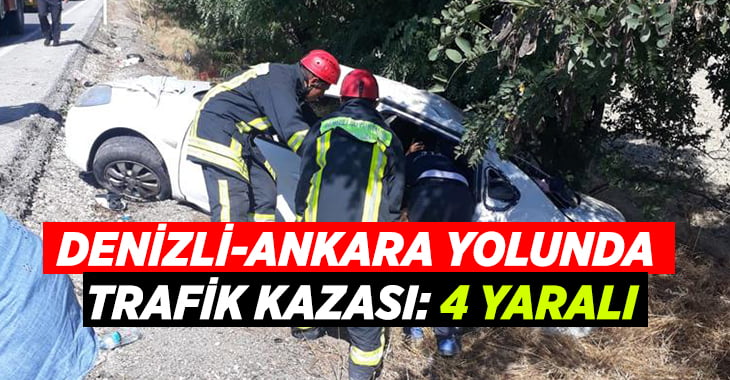 Denizli-Ankara yolunda otomobil şarampole devrildi