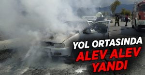 Seyir halindeki araç alev alev yandı