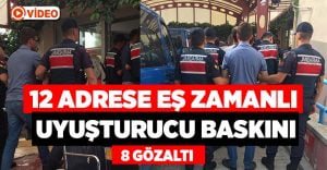 Jandarmadan 12 farklı adrese eş zamanlı uyuşturucu baskını