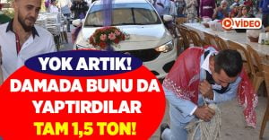 Damadın 1,5 tonluk gelin arabasını halatla çektiğini görenler şaştı kaldı