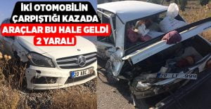 Denizli’deki kazada otomobil paramparça oldu, 2 yaralı