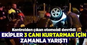 Kontrolden çıkan otomobil devrildi: 3 yaralı