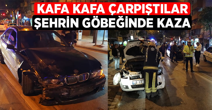 Şehrin göbeğindeki kaza trafiği aksattı