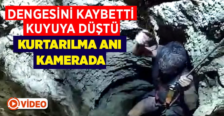 Kuyuya düşen vatandaşı kurtarılma anı kamerada