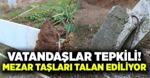 Denizli’de mezar taşları talan ediliyor