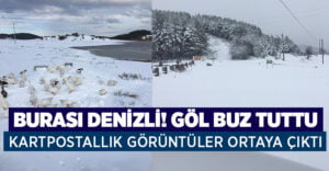 Buz tutan gölde kartpostallık görüntüler oluştu