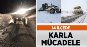 Büyükşehir 14 ilçede karla mücadele ediyor