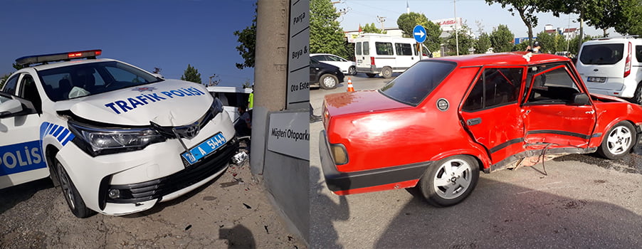 Polis aracı ile otomobil çarpıştı, 2’si polis 5 kişi yaralandı