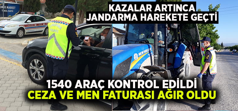 Jandarmanın trafik denetiminde çok sayıda para cezası ve trafikten men