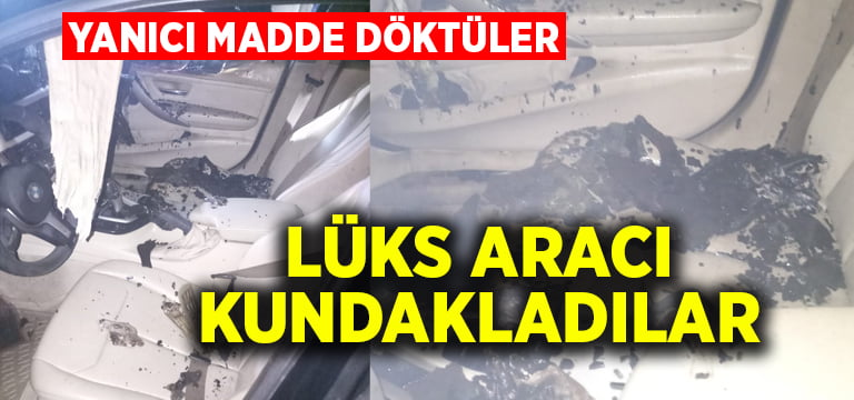 Denizli’de lüks otomobili kundakladılar