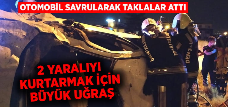 Otomobil savrularak taklalar attı