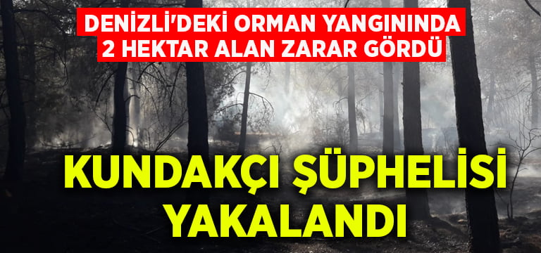 Denizli’deki orman yangınında 2 hektar alan zarar gördü.. Kundakçı şüphelisi yakalandı