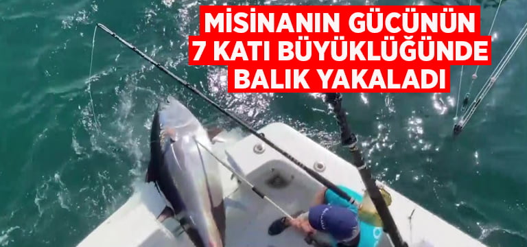 Misinanın gücünün 7 katı büyüklüğünde balık yakaladı