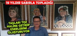 Toz haline getirilen taşlar sanat eserine dönüşüyor