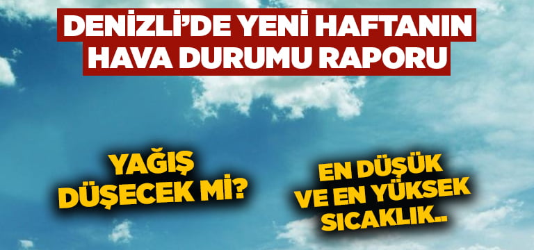 Denizli’ye yeni haftada yağış düşecek mi? En düşük ve en yüksek sıcaklık..