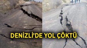 Denizli’de yol çöktü