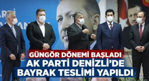 AK Parti İl Başkanlığına atanan Yücel Güngör bayrağı teslim aldı