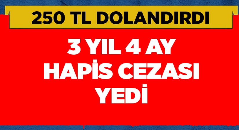 250 TL için 3 yıl 4 ay hapis cezası yedi