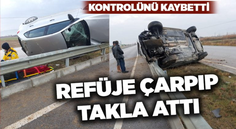 Kontrolden çıkan otomobil takla attı: 1 yaralı