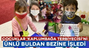 Çocuklar ‘Kaplumbağa Terbiyecisi’ni ünlü Buldan bezine işledi