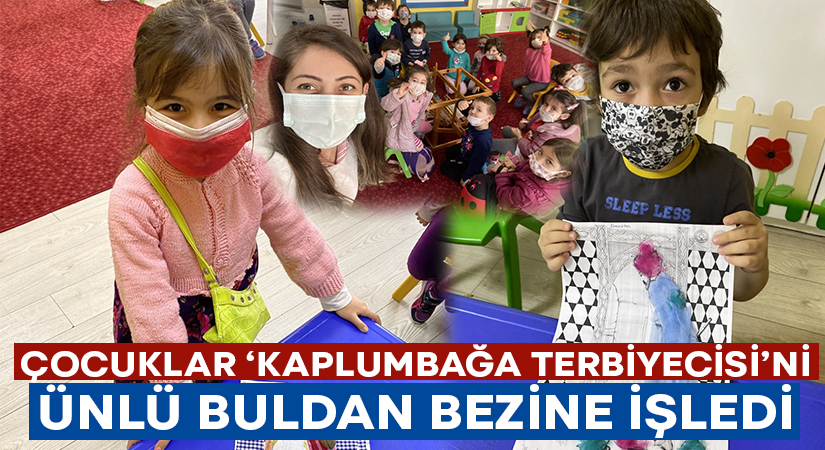 Çocuklar ‘Kaplumbağa Terbiyecisi’ni ünlü Buldan bezine işledi