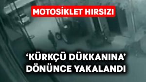 Motosiklet hırsızı kürkçü dükkanına dönünce yakalandı