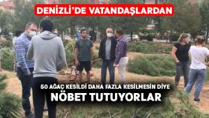 Denizli’de vatandaşlardan ağaç nöbeti