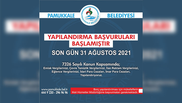 Pamukkale Belediyesi’nden Yapılandırma İmkânı