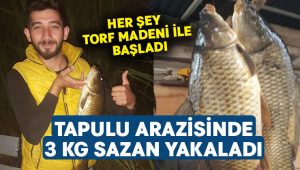 Tapulu arazisinde 3 kilogramlık sazan yakaladı