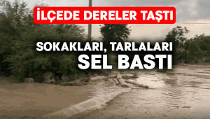 İlçede dereler taştı sel meydana geldi