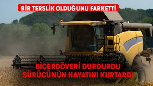 Biçerdöveri durdurdu, sürücünün hayatını kurtardı