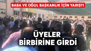 Baba ve oğulun yarıştığı seçimde üyeler birbirine girdi