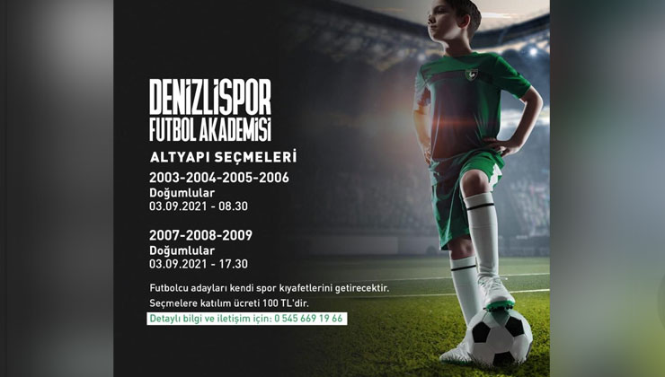 Denizlispor, altyapı oyuncu seçmelerinin tarihini açıkladı