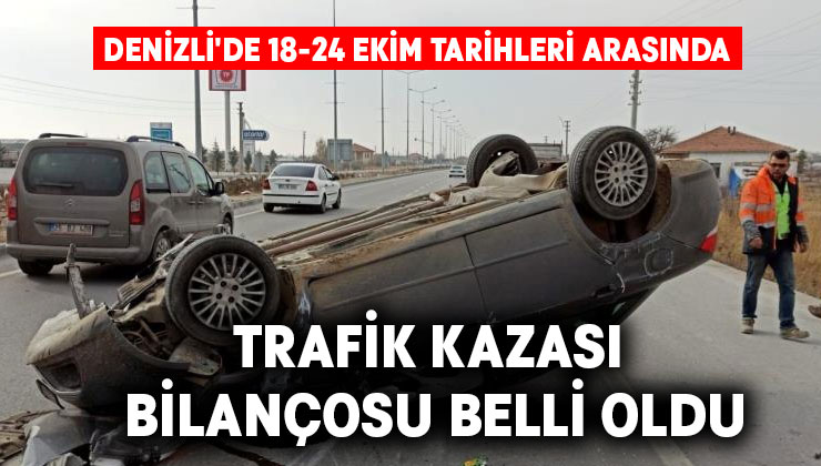 Denizli’de 18-24 Ekim tarihleri arasında trafik kazası bilançosu belli oldu