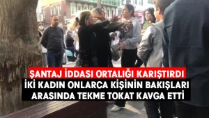 Babasına şantaj yaptığını iddia ettiği kadını sokak ortasında tekme tokat dövdü